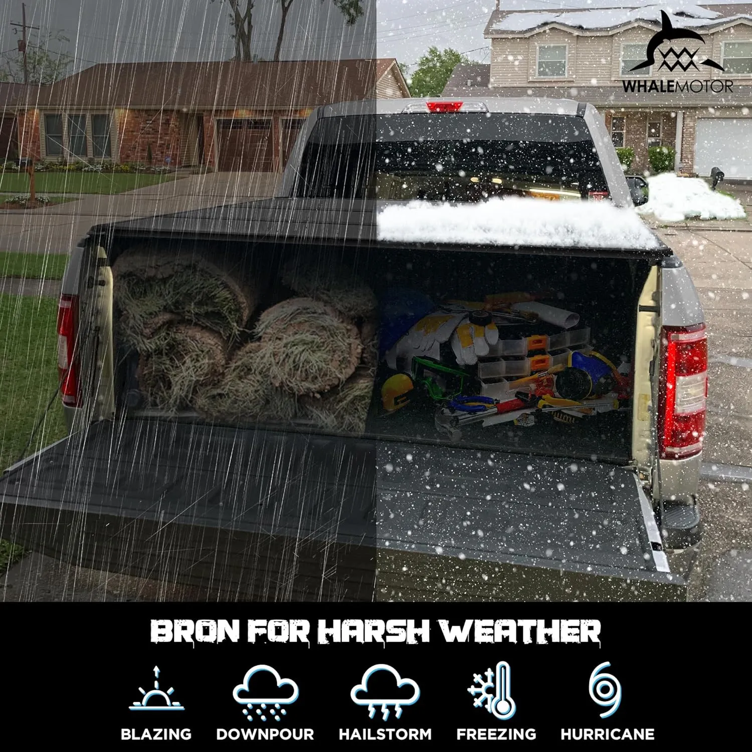 Hard Folding Truck Bed Tonneau Cover Compatiable with Chevy Silverado & GMC Sierra 1500(2007-2025) 5.8 FT Short Box(NO CarbonPro Bed), Tri Fold Style