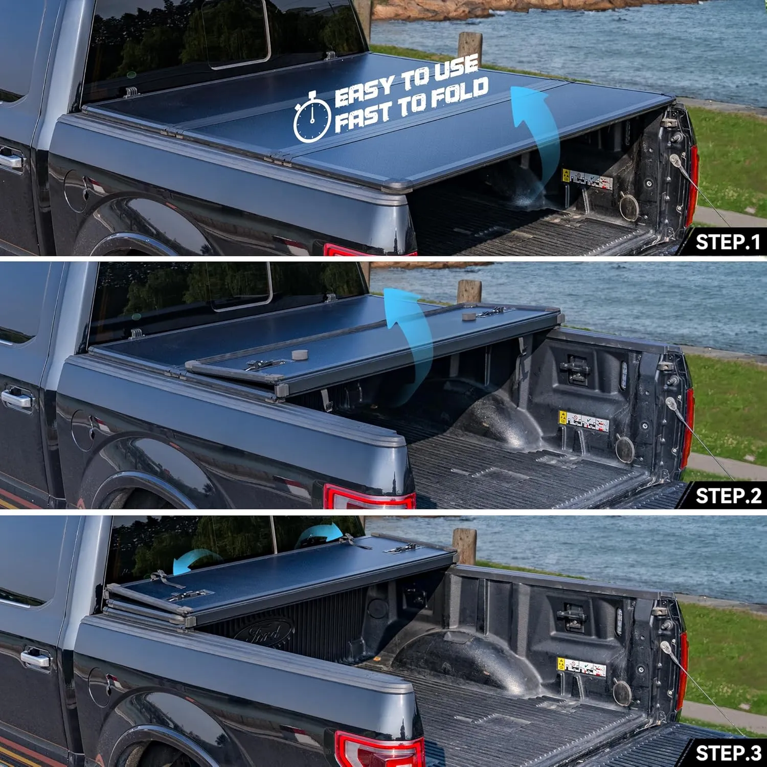 Hard Folding Truck Bed Tonneau Cover Compatiable with Chevy Silverado & GMC Sierra 1500(2007-2025) 5.8 FT Short Box(NO CarbonPro Bed), Tri Fold Style