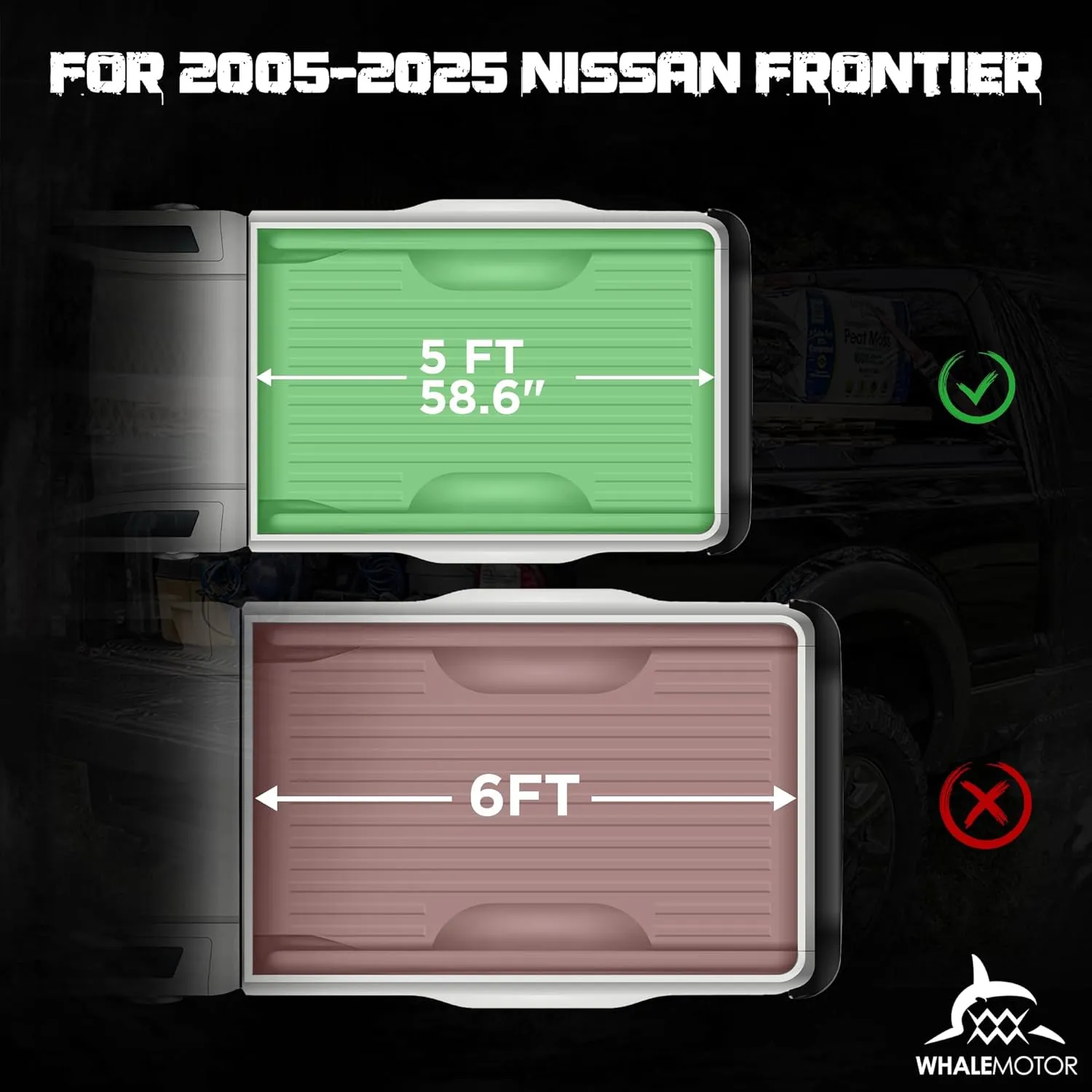 Hard Folding Truck Bed Tonneau Cover Compatible with Nissan Frontier 2005-2025 5 ft Short Box w/or w/o Track Rail, Tri Fold Style