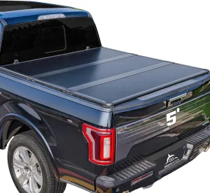 Hard Folding Truck Bed Tonneau Cover Compatible with Nissan Frontier 2005-2025 5 ft Short Box w/or w/o Track Rail, Tri Fold Style