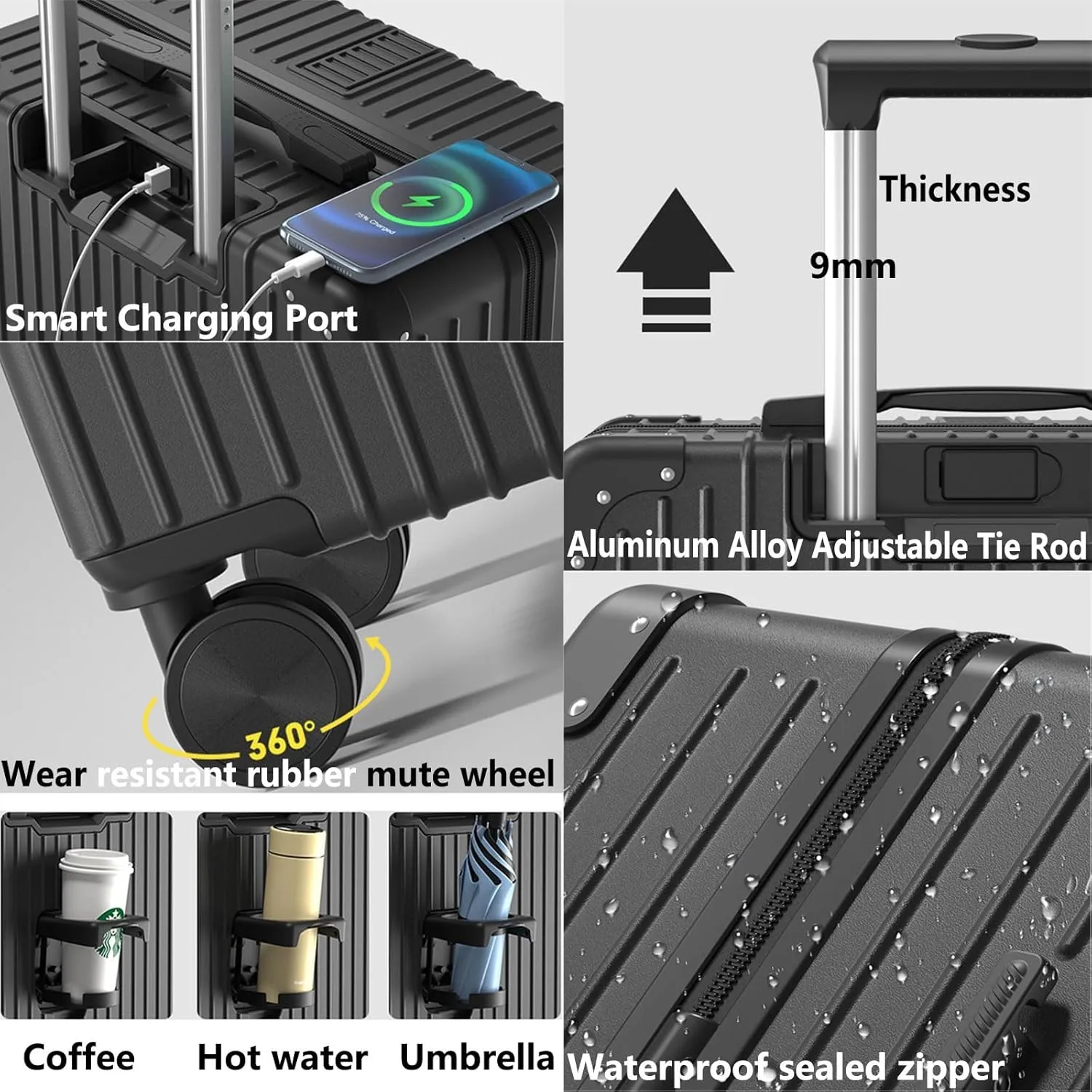 Hardside Luggage, High Volume Swivel Wheel Trolley Case, Space Separation Design, Resistant To Drop And Pressure (Color : 20 Bag, Size : Silver)