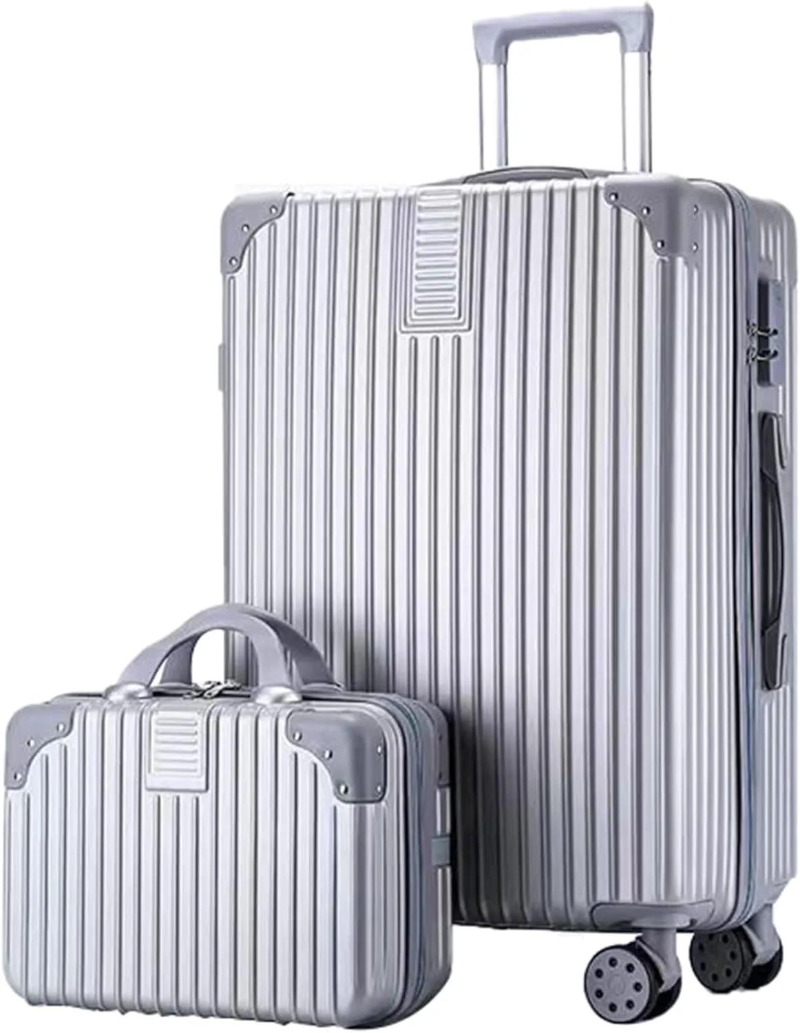 Hardside Luggage, High Volume Swivel Wheel Trolley Case, Space Separation Design, Resistant To Drop And Pressure (Color : 20 Bag, Size : Silver)
