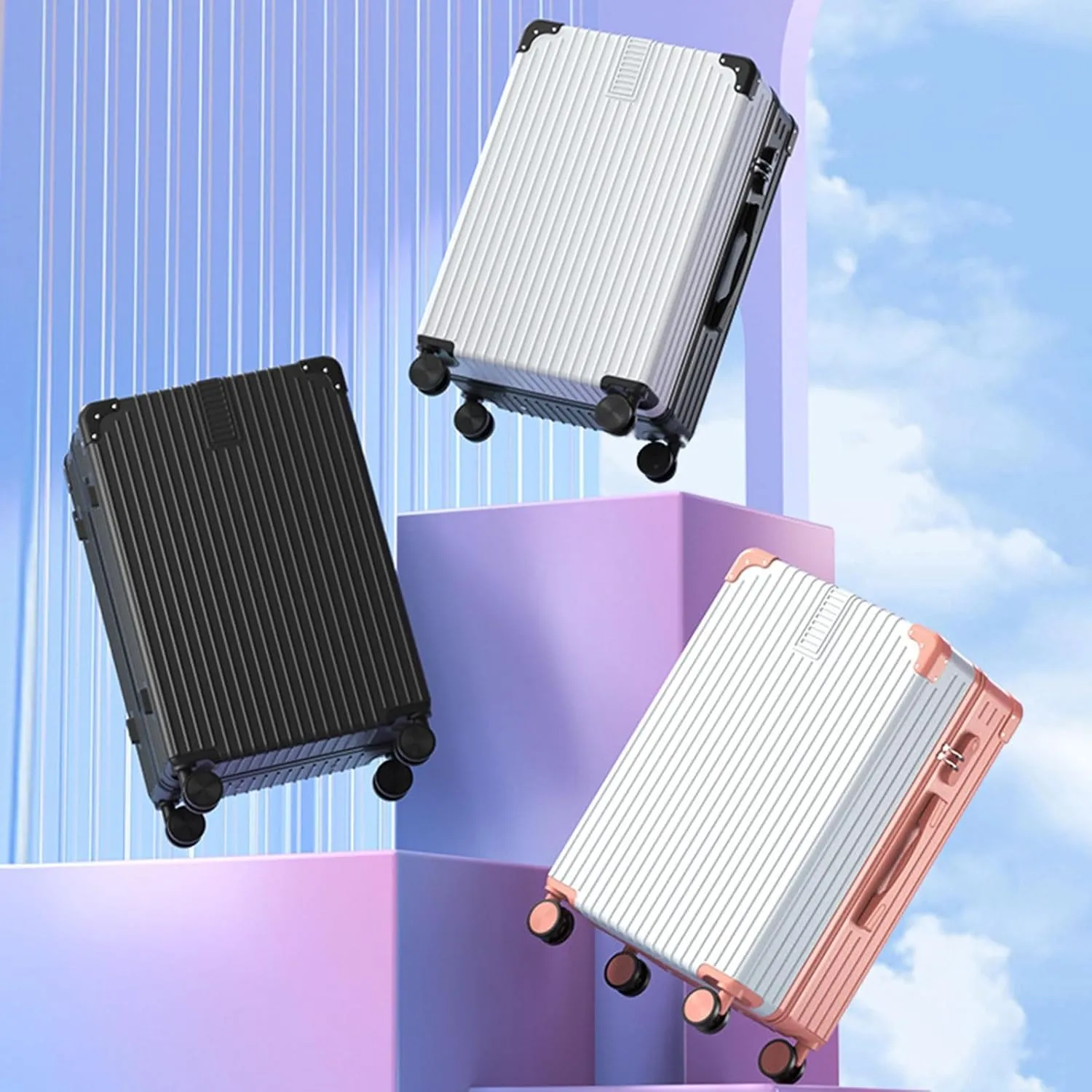 Hardside Luggage, High Volume Swivel Wheel Trolley Case, Space Separation Design, Resistant To Drop And Pressure (Color : 20, Size : Silver)