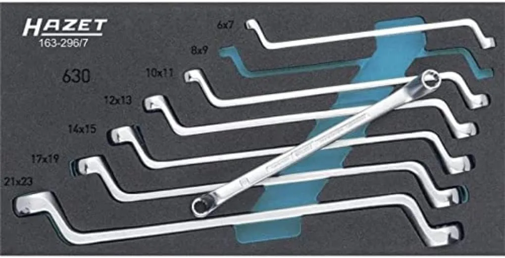 HAZET 163-296/7 12-Point Profile Double Box-End Wrench Set - Multi-Colour