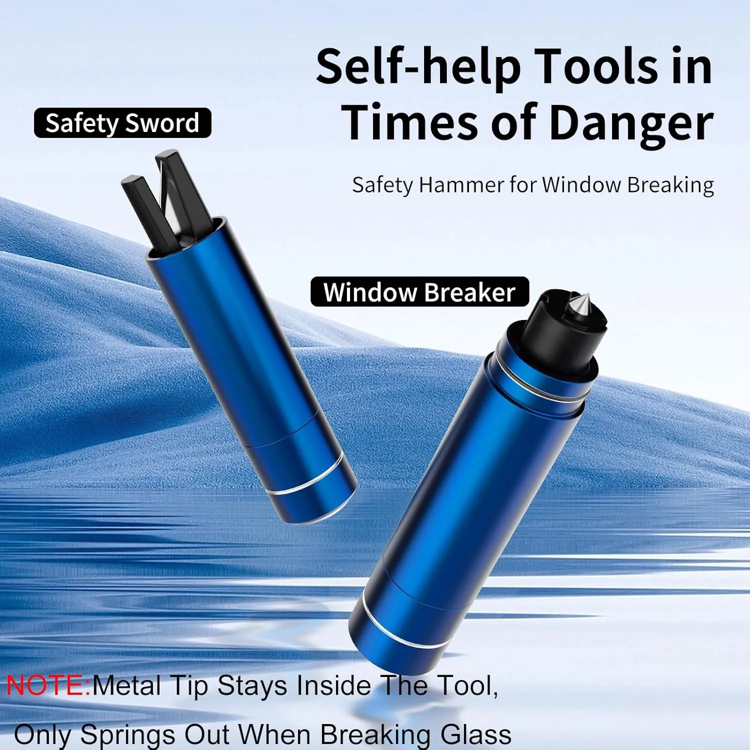 HHXS 2025 Upgraded Car Window Breaker Seatbelt Cutter, Safehammer Glass Breaker Under Water Life Hammer Safety Hammer Emergency Escape Tool, Safe Hammer for Car Home Auto Rescue Tool (4 Pcs, Blue)