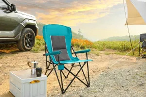 High Back Heavy Duty Lawn Chair, Supports 250lbs – Portable, Collapsible Outdoor/Indoor Chair with Cup Holder, Blue – Dining, Camping, Patio (1 Doors)