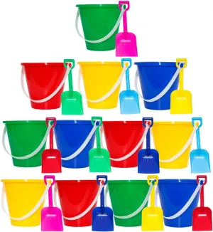 Holady 12 Pack 5'' Inch Sand Beach Buckets Pail with Beach Shovels,Sand Bucket Water Bucket for Beach Fun Great Summer Party Accessory