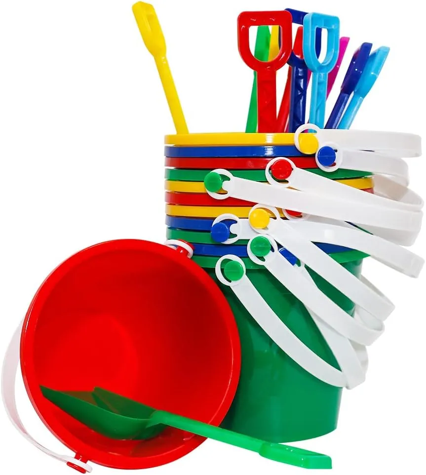 Holady 12 Pack 5'' Inch Sand Beach Buckets Pail with Beach Shovels,Sand Bucket Water Bucket for Beach Fun Great Summer Party Accessory