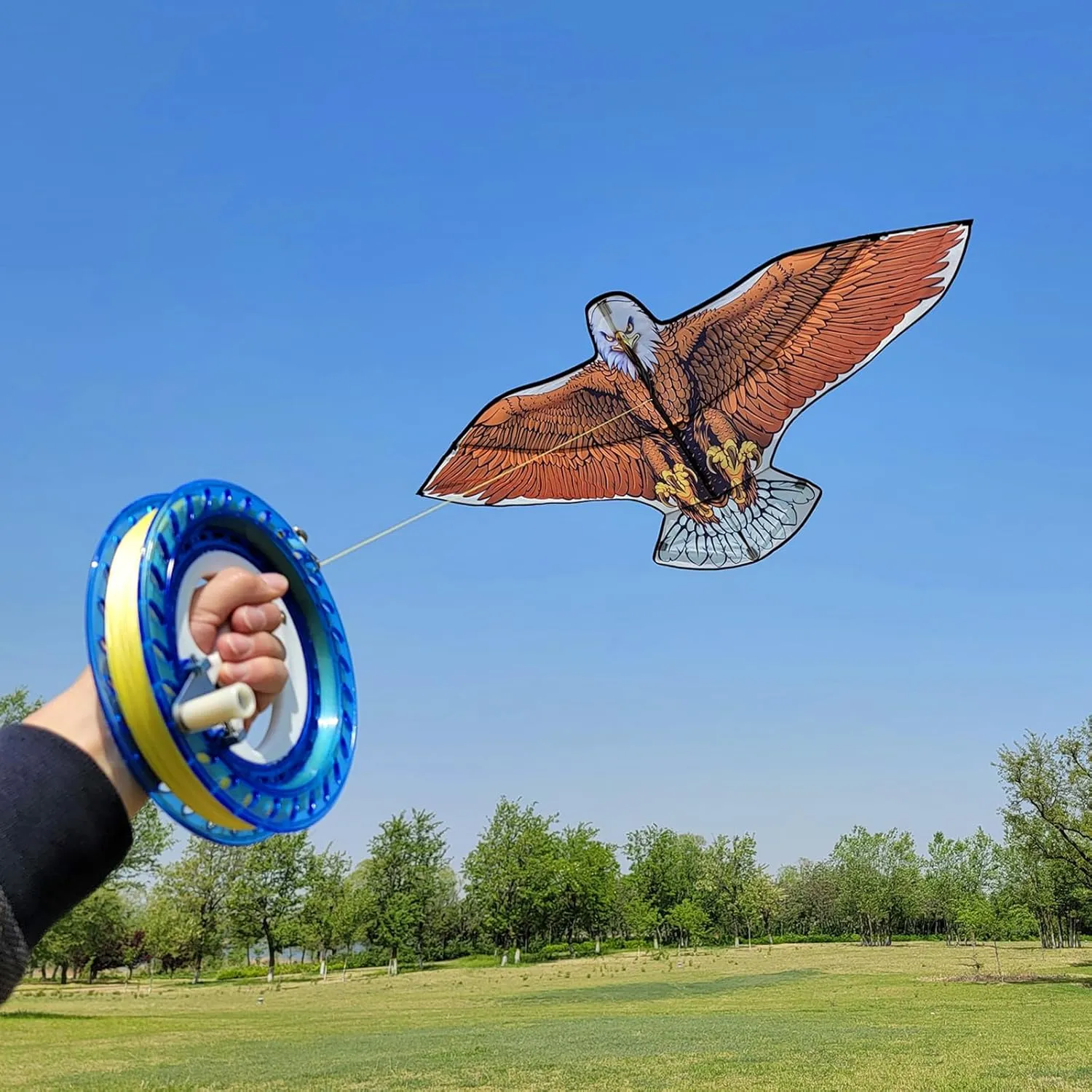 Hoofer Large Beach Kite and Reel Winder with 650ft String for Kids and Adults, Single Line Kite, Extremely Easy to Fly for Beginners