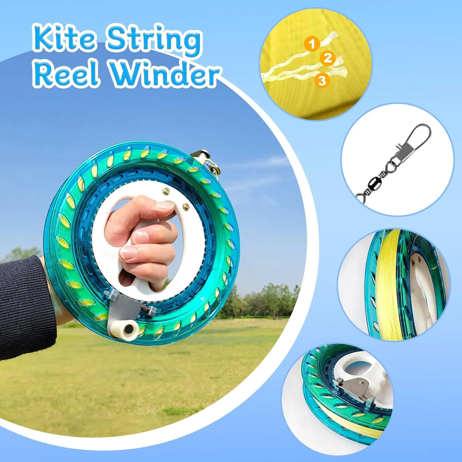 Hoofer Large Beach Kite and Reel Winder with 650ft String for Kids and Adults, Single Line Kite, Extremely Easy to Fly for Beginners