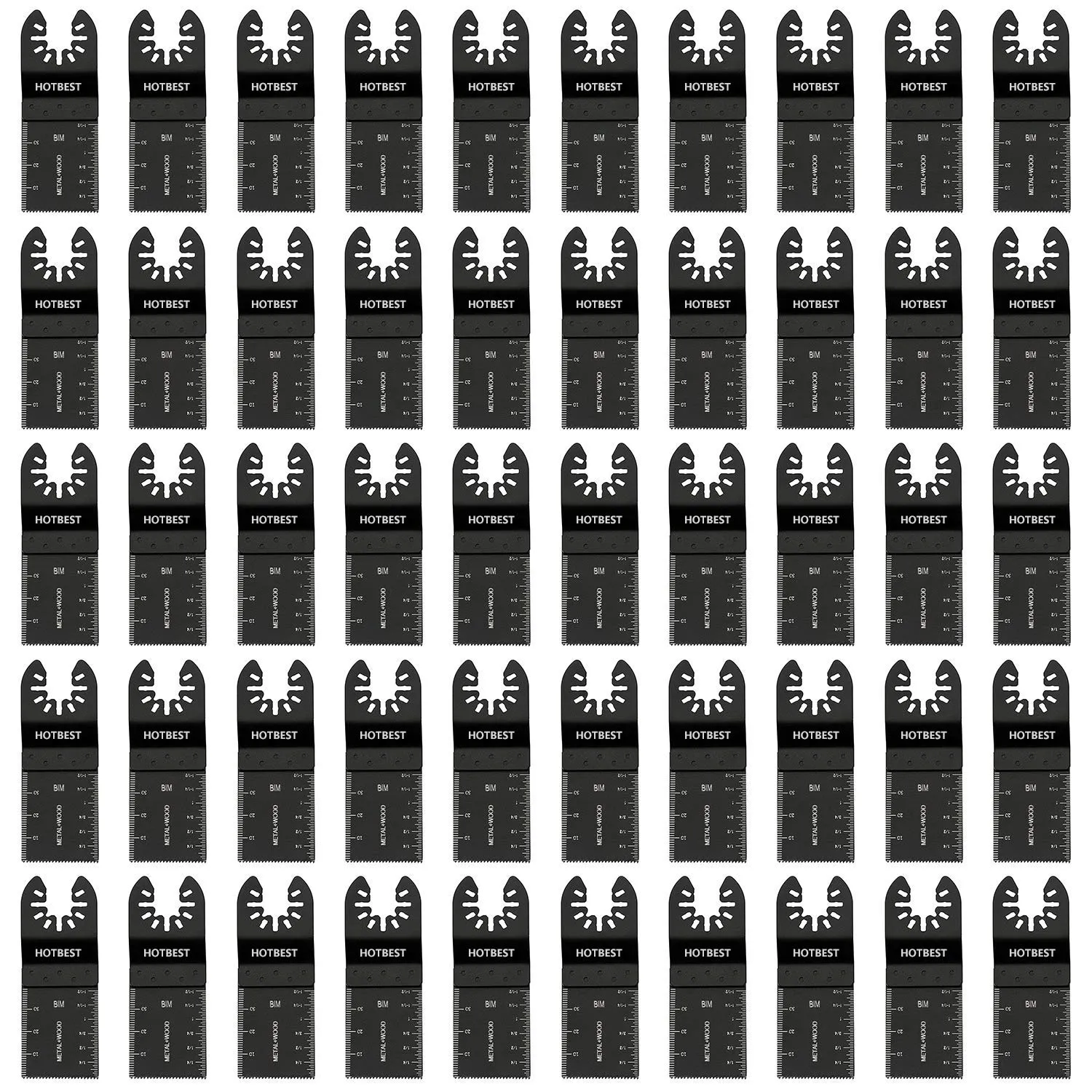 HOTBEST 50 Pack Bi-Metal Oscillating Multi Tool Quick Release Saw Blades Multitool Blade Fits for Porter Cable,Rockwell,Makita,Black & Decker Dremel etc.