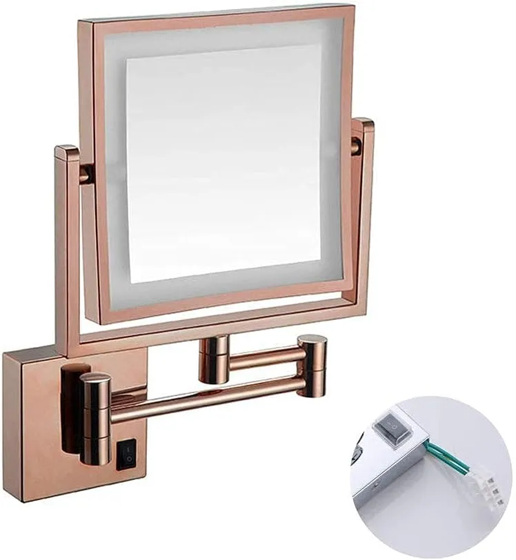 Household Products/Bathroom Bathroom Shaving Mirror Wall Mounted Makeup Mirror 3X Magnification Extending Folding Double Side (#2)