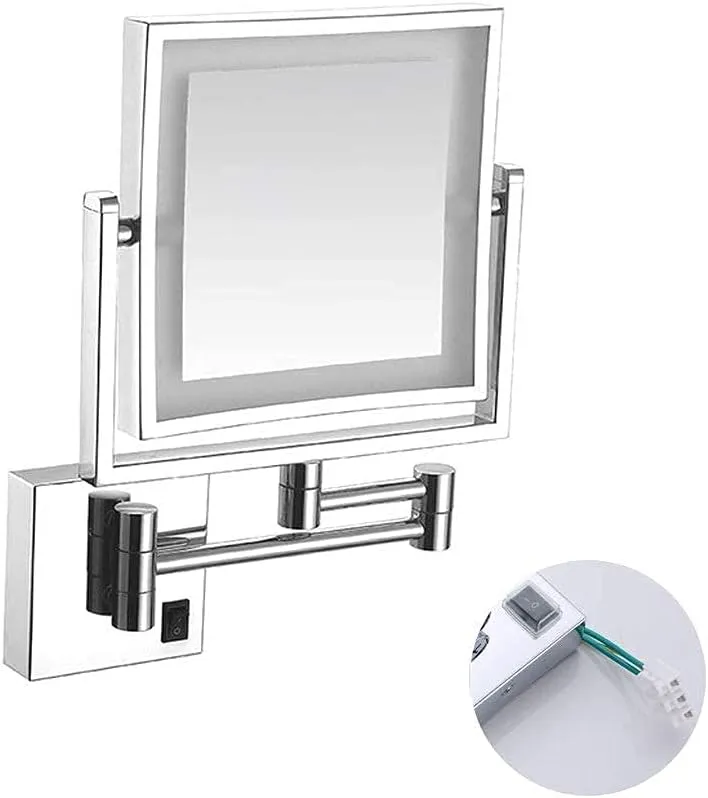 Household Products/Bathroom Bathroom Shaving Mirror Wall Mounted Makeup Mirror 3X Magnification Extending Folding Double Side (#5)