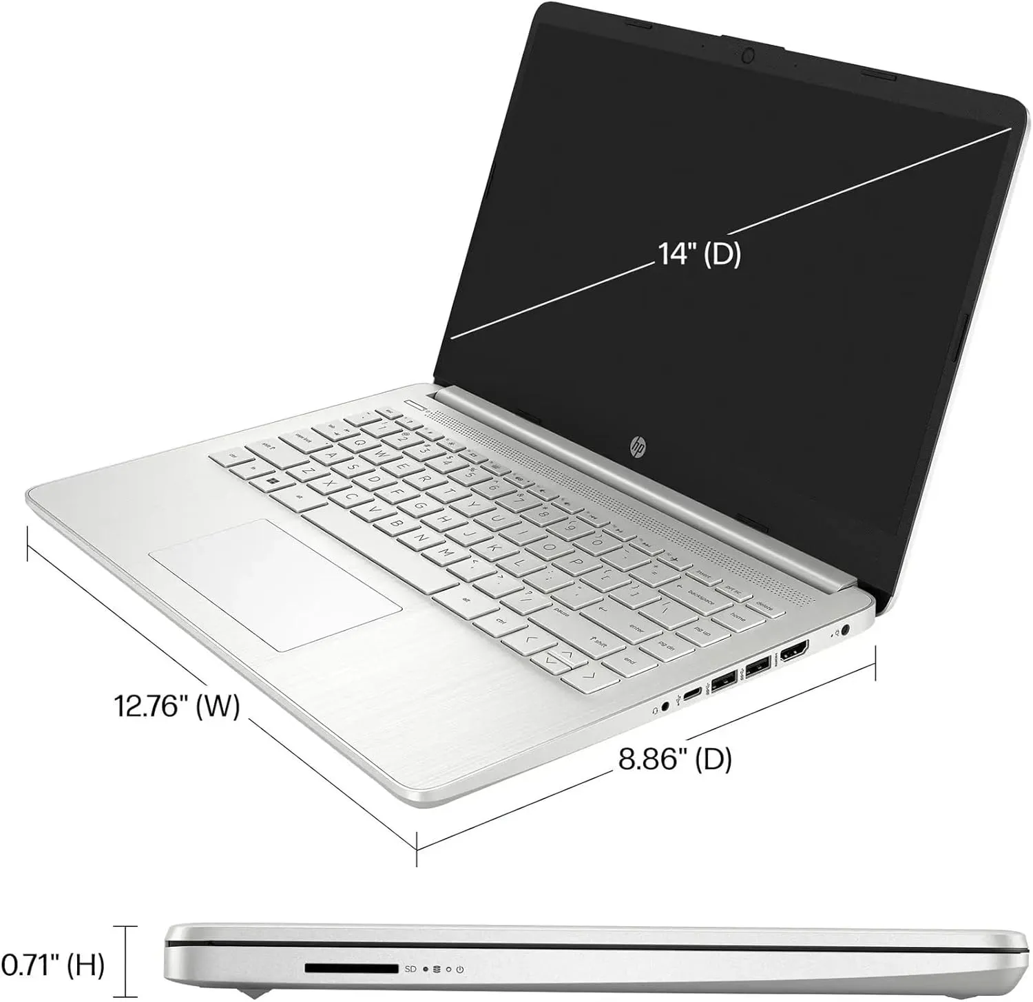 HP AI-Powered 14" HD Laptop with Microsoft Office and 1TB Cloud Storage Included for 1-Year| 16GB RAM| 128GB SSD & 128GB Portable SSD| Intel 4-Core CPU| Webcam| Ultra Portable |Windows 11| RK Bundle