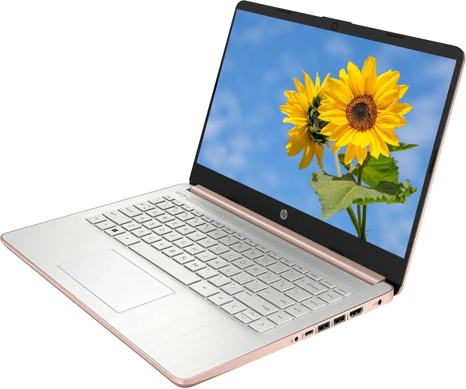 HP AI-Powered 14" HD Laptop with Microsoft Office and 1TB Cloud Storage Included for 1-Year| 8GB RAM| 128GB SSD & 128GB Portable SSD| Intel 4-Core CPU| Webcam| Ultra Light|Win 11| RK Bundle| Rose Gold