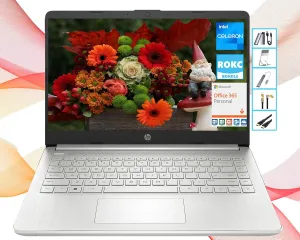 HP AI-Powered 14" HD Laptop with Microsoft Office and 1TB Cloud Storage Included for 1-Year| 8GB RAM| 128GB SSD & 128GB Portable SSD| Intel 4-Core CPU| Webcam| Ultra Portable |Windows 11| RK Bundle
