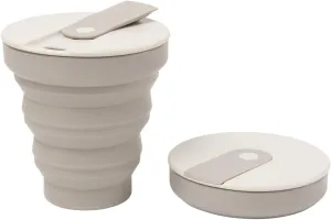 HuNu Collapsible Coffee Cup with Lid - Reusable & Microwave Safe Silicone Collapsible Cup, Foldable Cup, Portable Coffee Travel Mug/Camping Cup (16OZ, Warm Grey)*Straw Sold Separately*
