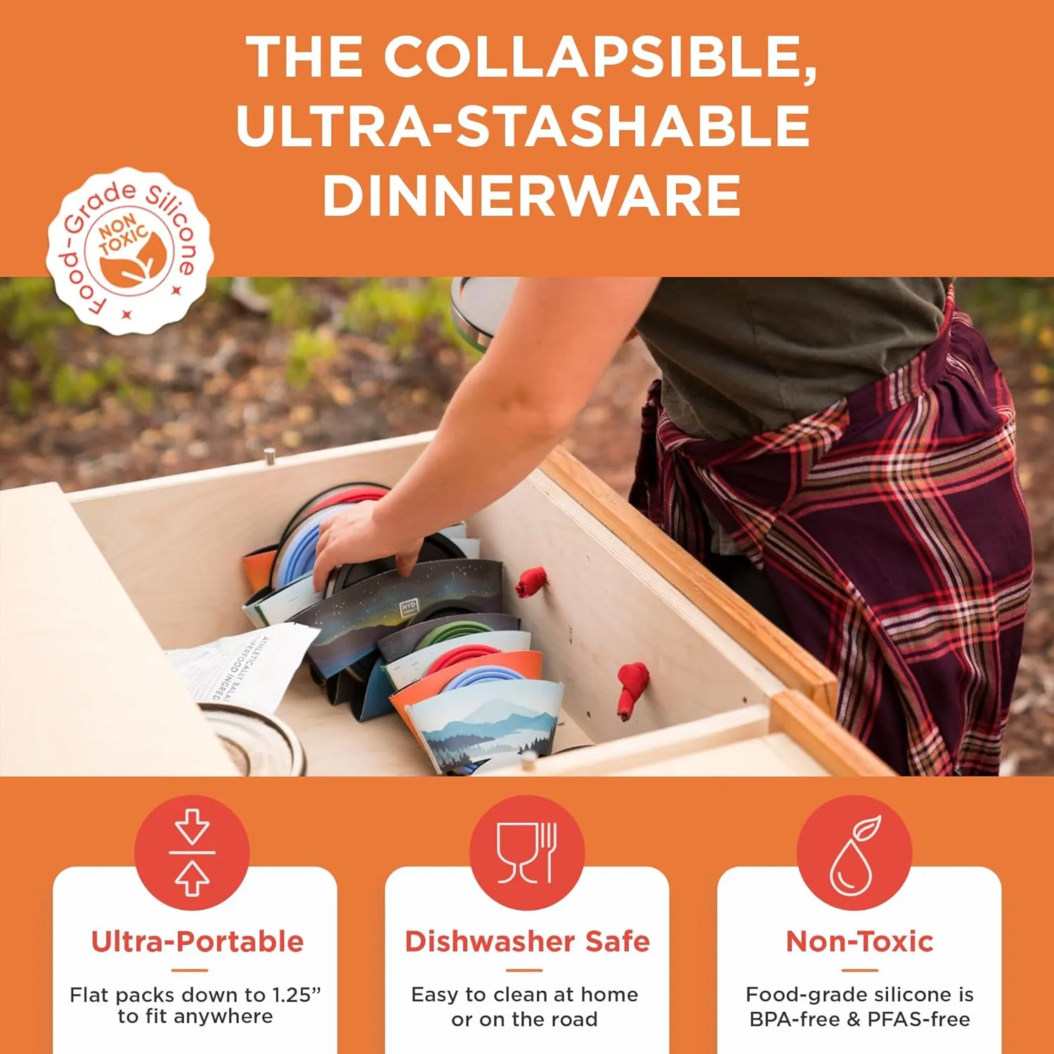 HYDAWAY 1.5-Cup Collapsible Insulated Bowl with Lid - BPA-Free, Leak-Resistant, and Ultra-Compact for Travel, Camping & Everyday Meals