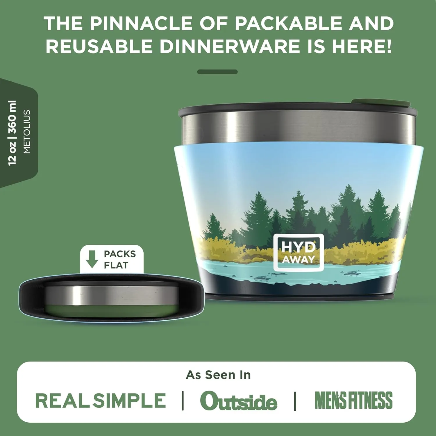 HYDAWAY 1.5-Cup Collapsible Insulated Bowl with Lid - BPA-Free, Leak-Resistant, and Ultra-Compact for Travel, Camping & Everyday Meals
