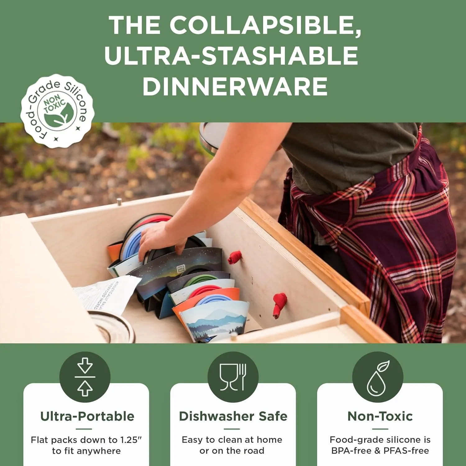 HYDAWAY 1.5-Cup Collapsible Insulated Bowl with Lid - BPA-Free, Leak-Resistant, and Ultra-Compact for Travel, Camping & Everyday Meals