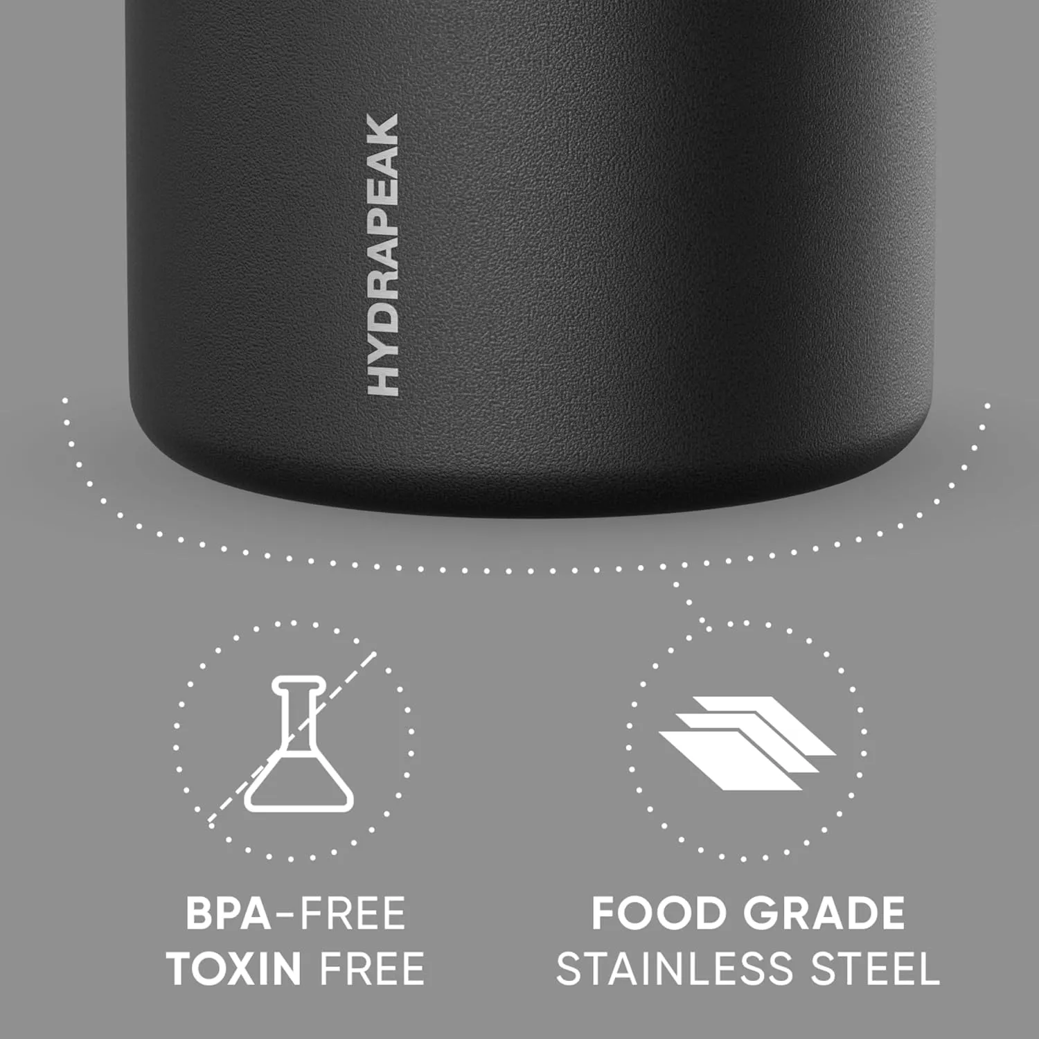 Hydrapeak 25oz Stainless Steel Vacuum Insulated Thermos Food Jar | Thermos for Hot Food and Cold Food, Wide Mouth Leak-Proof Soup Thermos for Adults, 10 Hours Hot and 16 Hours Cold (Black)
