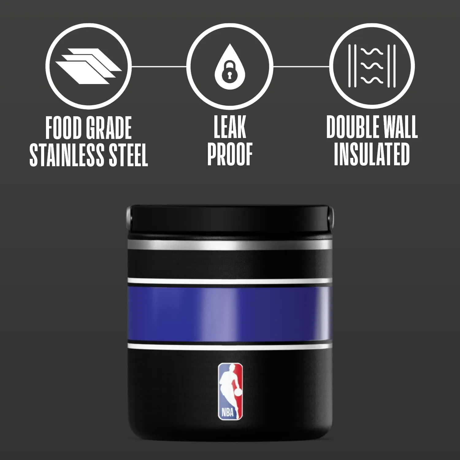 Hydrapeak x NBA Officially Licensed Utah Jazz 25oz Stainless Steel Vacuum Insulated Thermos Food Jar with Handle, Wide Mouth Leak-Proof Soup Thermos for Adults, 10 Hours Hot and 16 Hours Cold