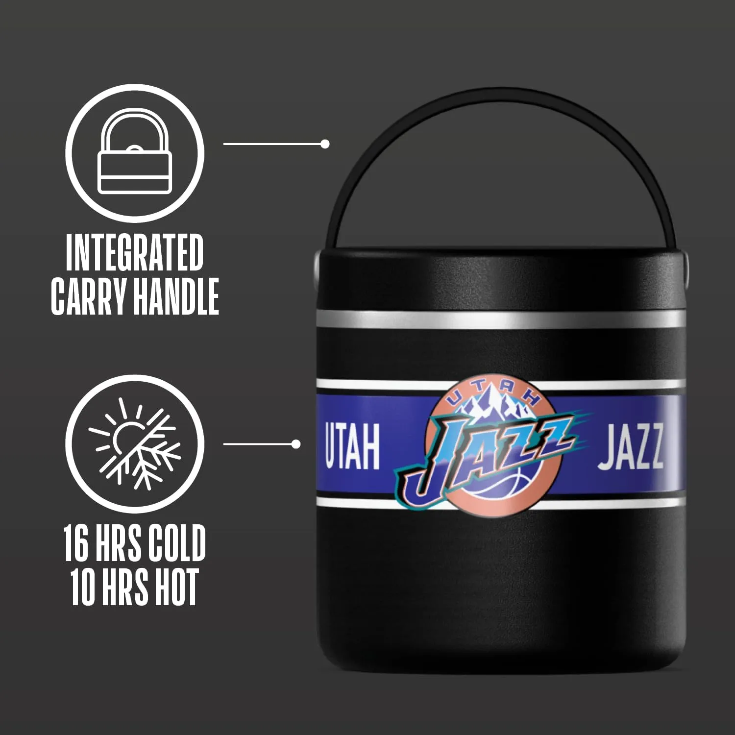 Hydrapeak x NBA Officially Licensed Utah Jazz 25oz Stainless Steel Vacuum Insulated Thermos Food Jar with Handle, Wide Mouth Leak-Proof Soup Thermos for Adults, 10 Hours Hot and 16 Hours Cold