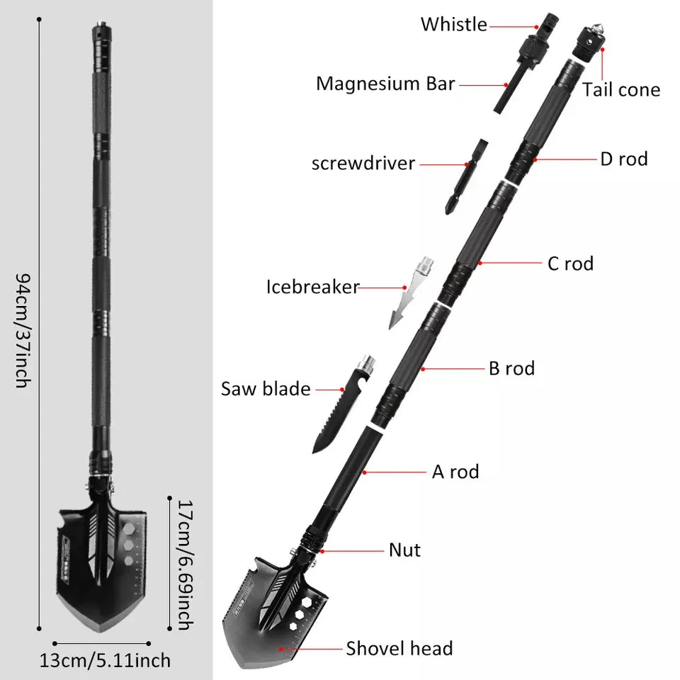 Indestructible Survival Shovel - Survival Shovel Set with High Carbon Steel Camping Gear