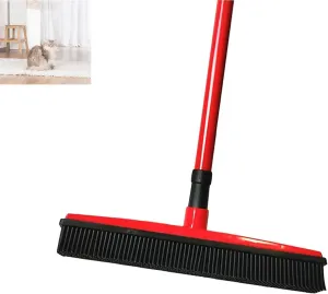 Indigo Petco Hair Remover Broom, Fur Remover Broom with Squeegee, Indigo Petco Broom, Rubber Broom Pet Hair Remover, Rubber Broom for Pet Hair (Red)