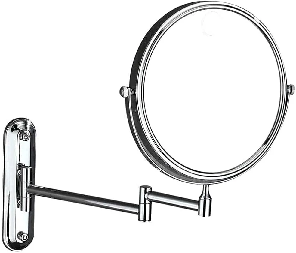 IOCCIOBB Makeup Mirror Vanity Mirror Bathroom Vanity Mirror,All Copper Wall-Mounted Beauty Mirror Makeup Mirror Folding Telescopic Magnification Double-Sided Cosmetic Mirror