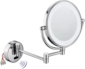 IOCCIOBB Wall-Mounted Makeup Mirror Double Sided Magnified Foldable Telescopic Rotating Metal Copper Cosmetic Mirror 8 Inches