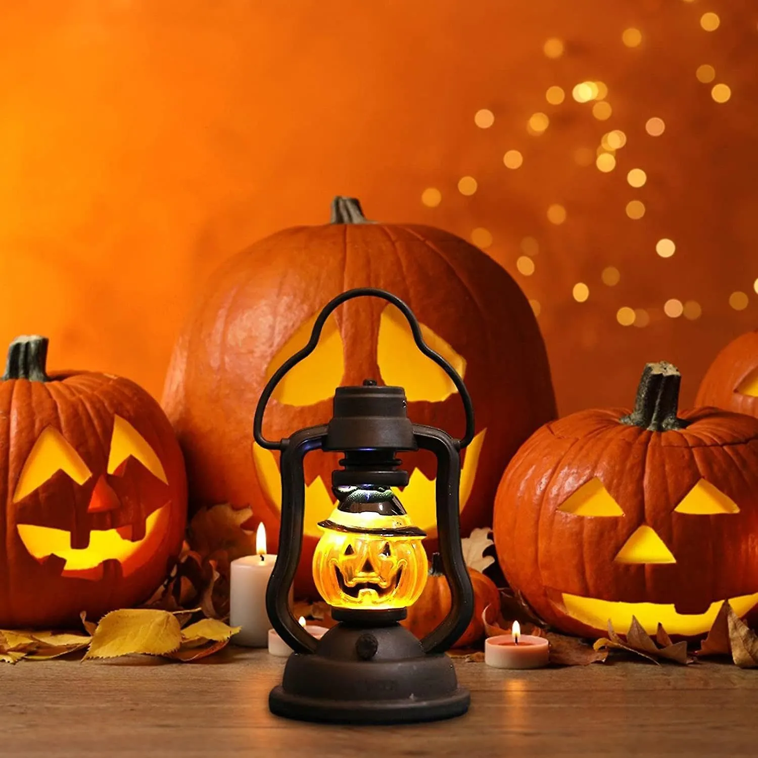 Jagmag® Halloween Lantern LED Candle Light Decorative LED Lamp Ornament Supplies for Halloween Decoration| LED Pumpkin Spider Web Candle |Halloween LED Lantern