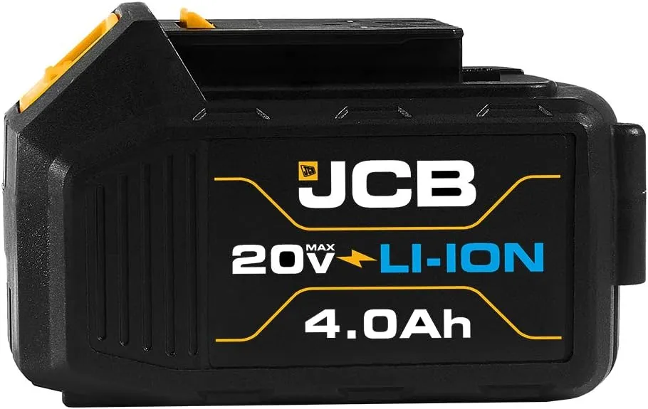 Jcb Tools - 20V Lithium-Ion Battery 4.0Ah With Charge Remaining Indicator - For JCB 20V Power Tools - Drill, Jigsaw, Recip Saw, Circular Saw, Multi Tool, Miter Saw, Angle Grinder, LED Work Light
