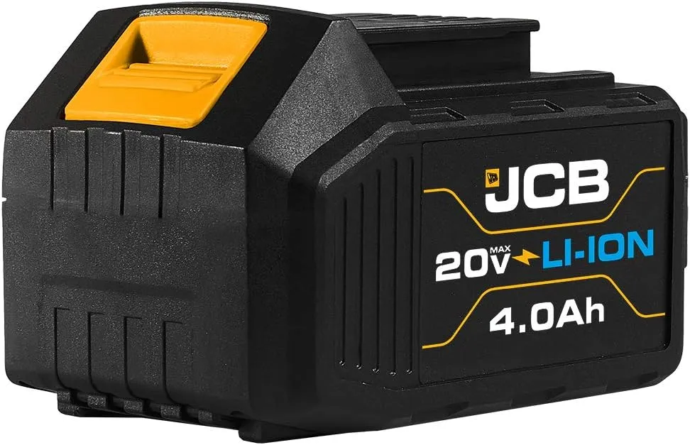 Jcb Tools - 20V Lithium-Ion Battery 4.0Ah With Charge Remaining Indicator - For JCB 20V Power Tools - Drill, Jigsaw, Recip Saw, Circular Saw, Multi Tool, Miter Saw, Angle Grinder, LED Work Light
