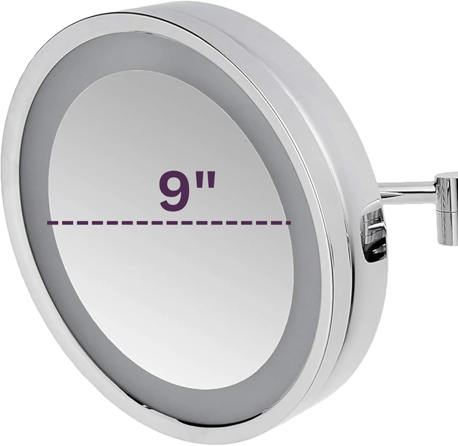 JERDON Wall Mounted Chrome Finish Makeup Mirror with LED Light – 3X Magnification – 9.75” Diameter Mirror – Extends 15” – Direct Wire Only – Model HL8C