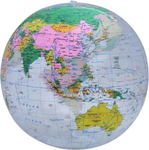 Jet Creations 16 inch Inflatable Globe of The World, Political Map and Boundaries, Imprinted Thousands Country and City Names, Up-to-Date Cartography, Great Toys for 6,7,8  Years Old Kids Boys Girls, Multi (GTO-16GTR)