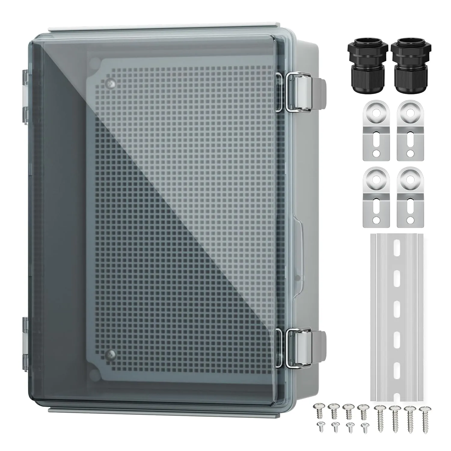 Joinfworld Lockable Outdoor Weatherproof Electrical Box for Electronics Outside 11.4x7.5x5.5 Weather Proof Electrical Box Plastic Nema 4 Enclosure Clear
