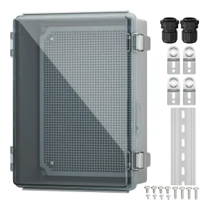 Joinfworld Lockable Outdoor Weatherproof Electrical Box for Electronics Outside 11.4x7.5x5.5 Weather Proof Electrical Box Plastic Nema 4 Enclosure Clear