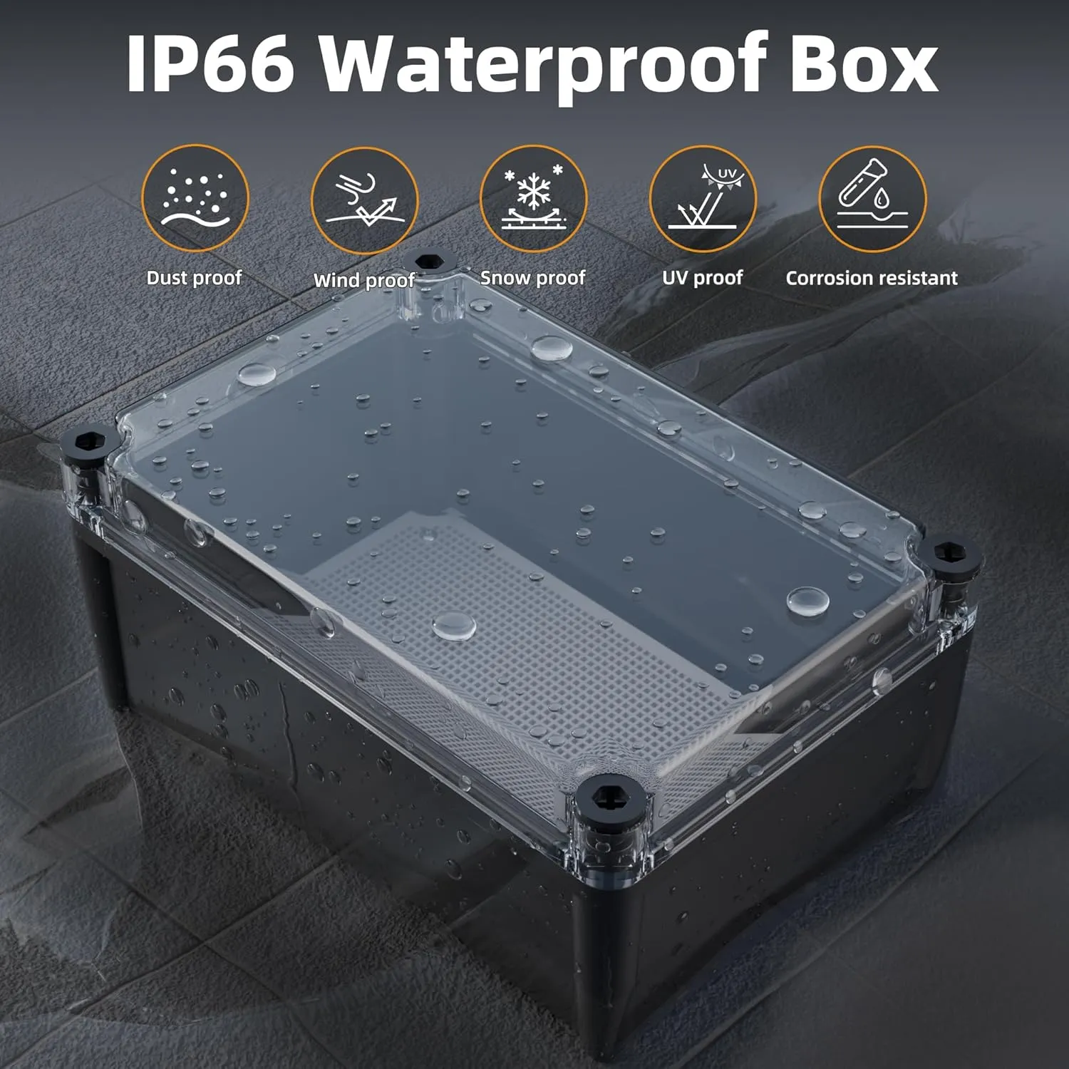 Joinfworld Outdoor Electrical Project Box 11x7.5x5.1 Plastic Waterproof Junction Box Black Enclosure Weatherproof Electrical Box with Clear Cover