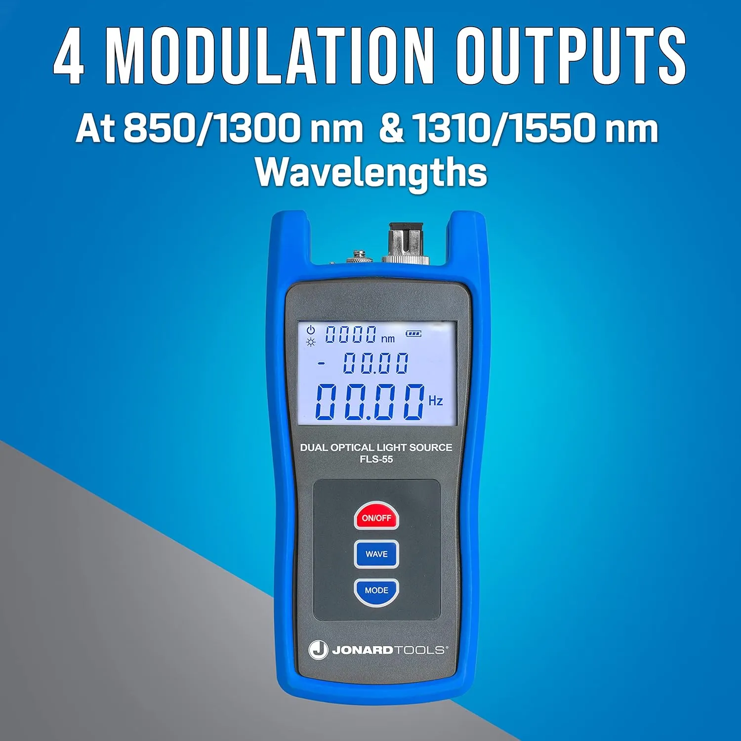 Jonard Tools FLS-55 Multi-Mode & Single-Mode Fiber Optic Light Source with FC/LC/SC (PC/UPC) Adapters