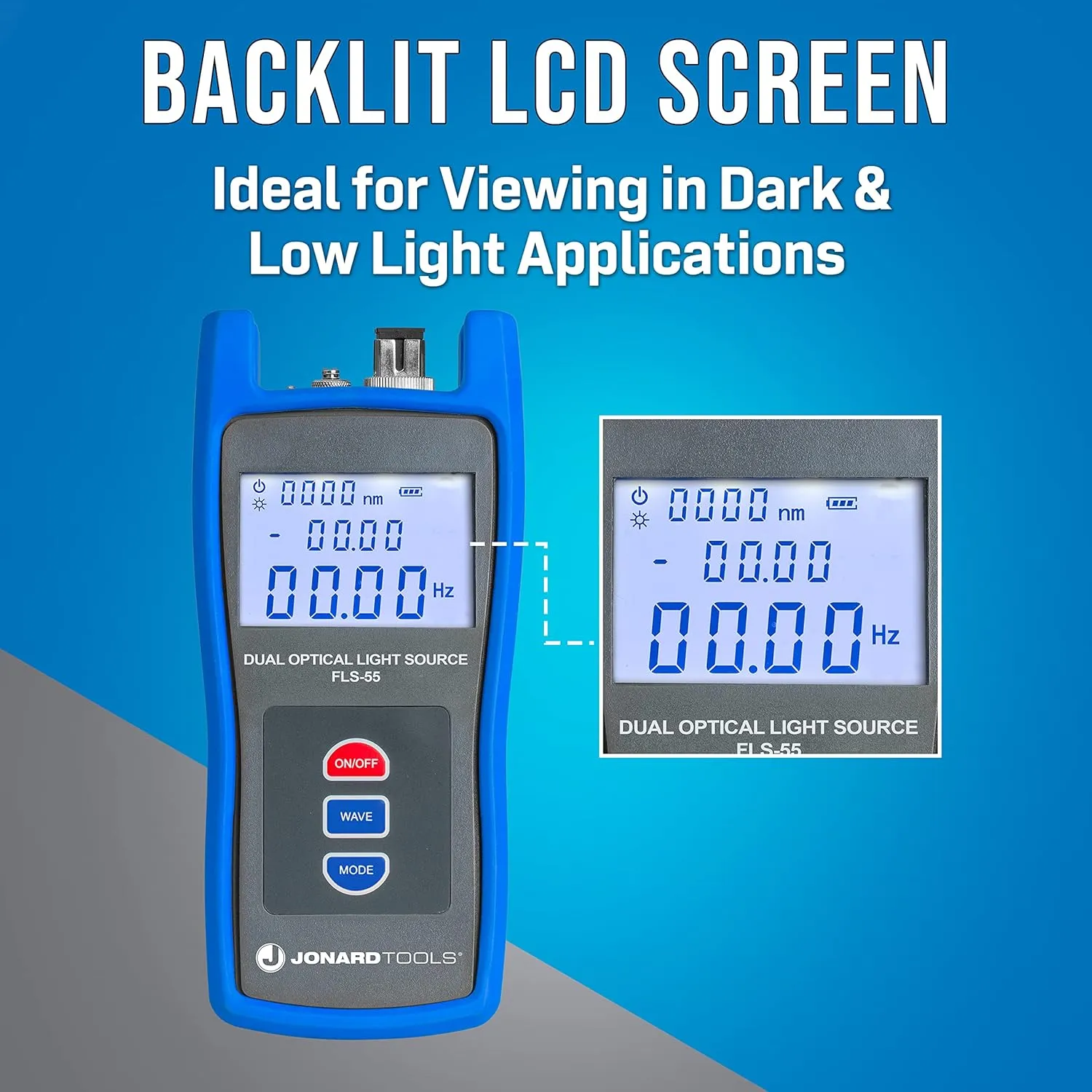 Jonard Tools FLS-55 Multi-Mode & Single-Mode Fiber Optic Light Source with FC/LC/SC (PC/UPC) Adapters