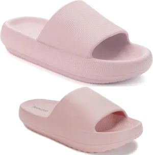 Joomra Unisex Pillow Slippers And Arch Support Slides House Shoes Pink 6-7 Women/4.5-5.5 Men 37-38