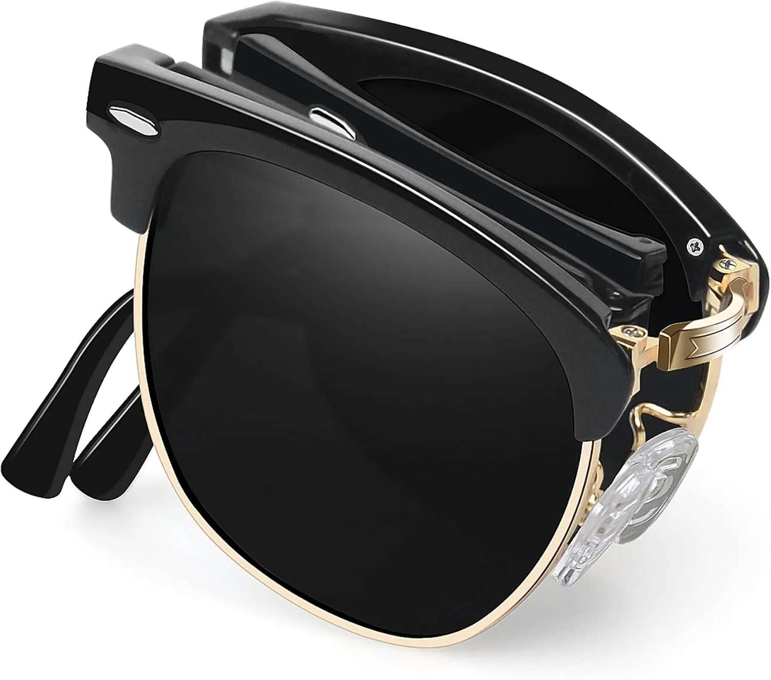 Joopin Vintage Sunglasses Half Frame Sun Glasses Polarized UV Protection Browline Shades for Women Men