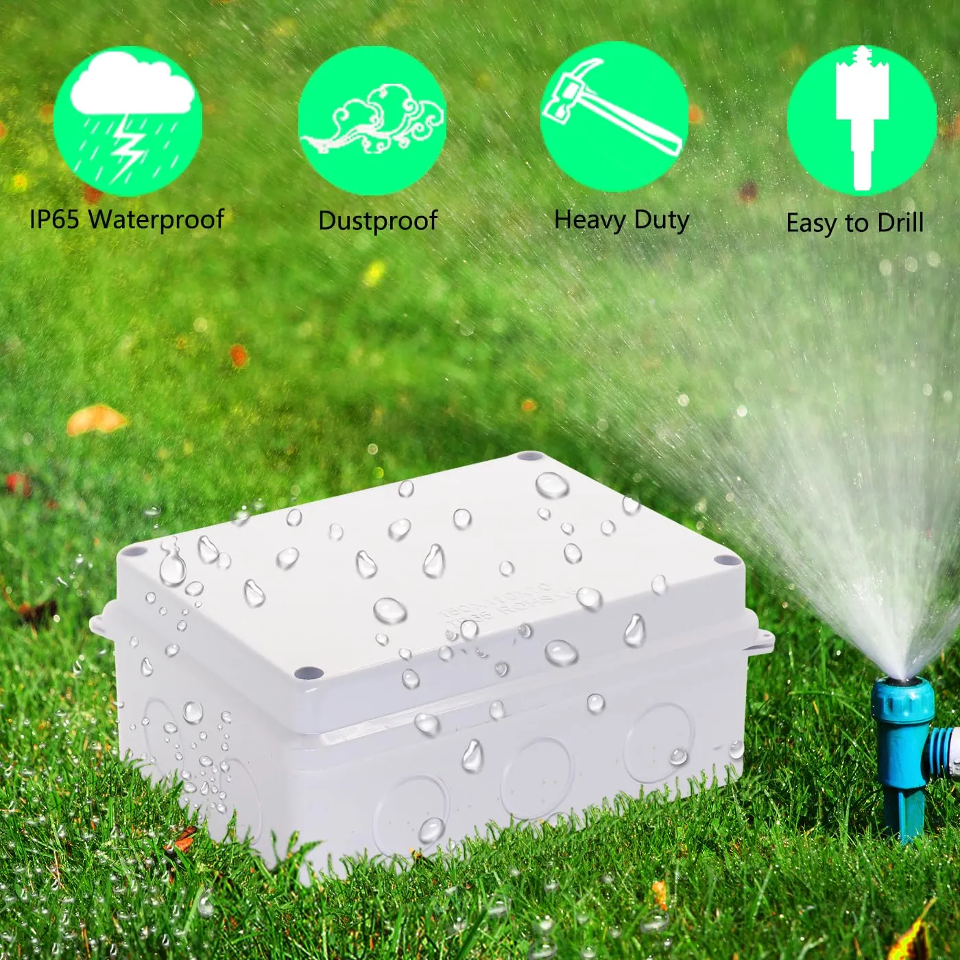 Junction Box, Reserved Holes Electrical Boxes Waterproof IP65 ABS Plastic Electrical Power Cord Enclosure Project Box White 7.9 x 5.9 x 2.8 inch(200x100x70mm)