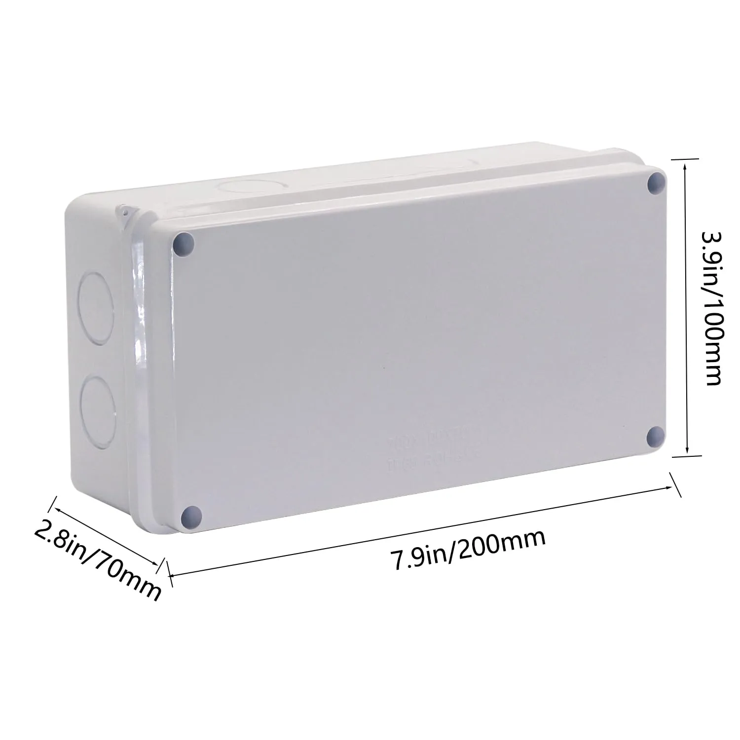 Junction Box, Reserved Holes Electrical Boxes Waterproof IP65 ABS Plastic Electrical Power Cord Enclosure Project Box White 7.9 x 5.9 x 2.8 inch(200x100x70mm)
