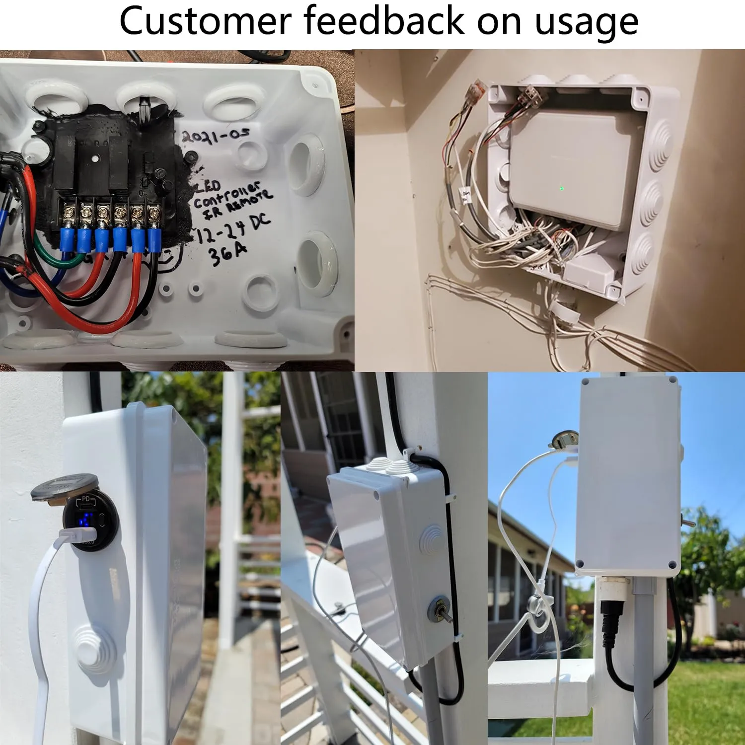 Junction Box, Reserved Holes Electrical Boxes Waterproof IP65 ABS Plastic Electrical Power Cord Enclosure Project Box White 7.9 x 5.9 x 2.8 inch(200x100x70mm)