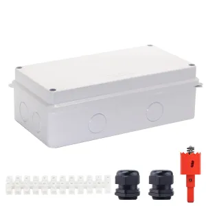 Junction Box, Reserved Holes Electrical Boxes Waterproof IP65 ABS Plastic Electrical Power Cord Enclosure Project Box White 7.9 x 5.9 x 2.8 inch(200x100x70mm)