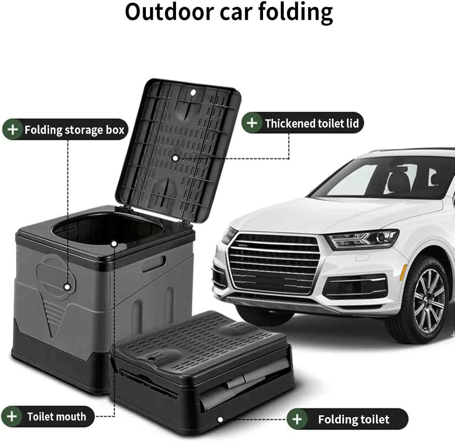 JUSHZ Camping Toilet Portable Toilets for Adults Portable Toilet Outdoor Bags Bucket for Home Indoor for Car Elderly Bedside Travel Vehicle Mounted Portable with Lid Foldable