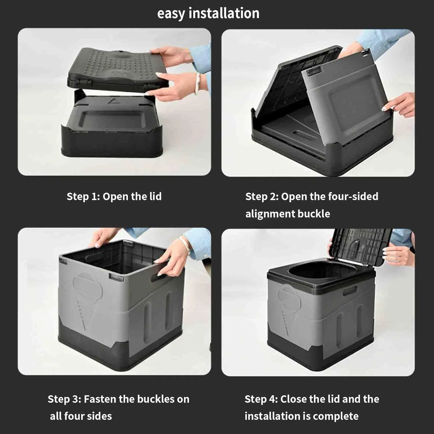 JUSHZ Camping Toilet Portable Toilets for Adults Portable Toilet Outdoor Bags Bucket for Home Indoor for Car Elderly Bedside Travel Vehicle Mounted Portable with Lid Foldable
