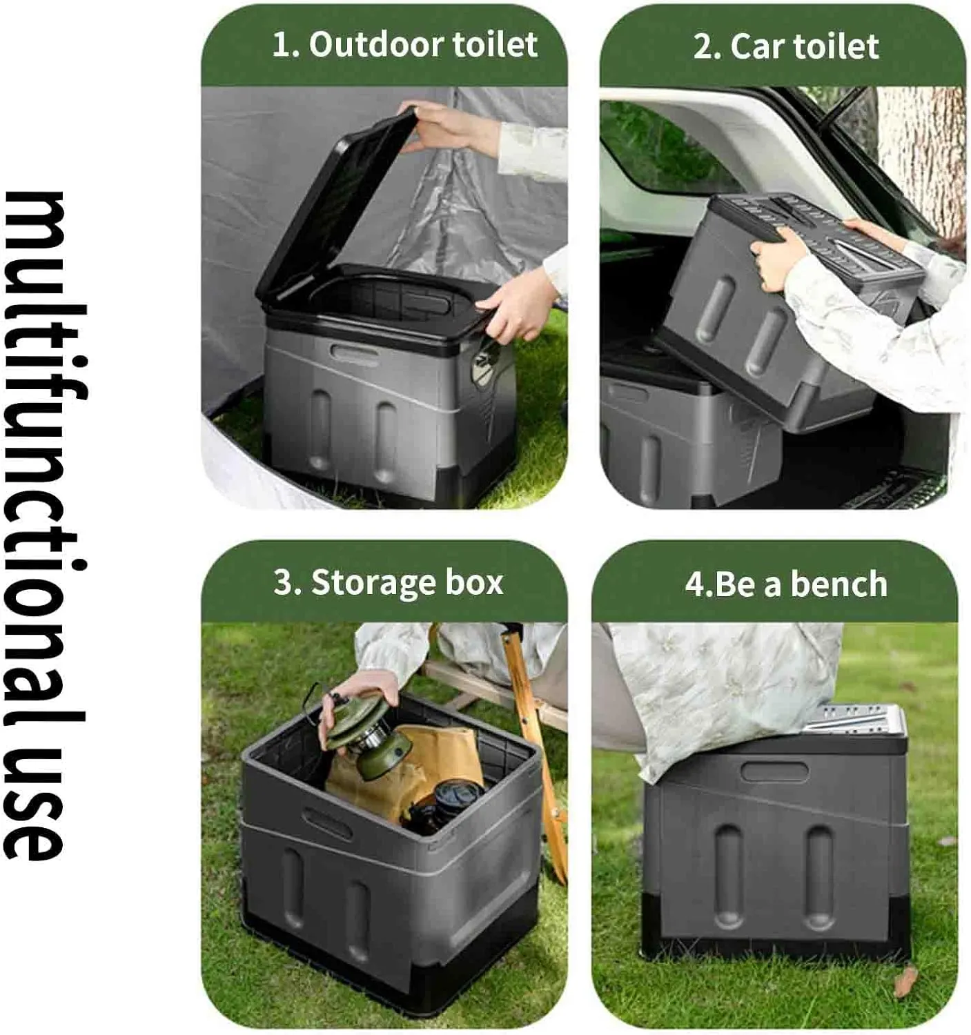 JUSHZ Camping Toilet Portable Toilets for Adults Portable Toilet Outdoor Bags Bucket for Home Indoor for Car Elderly Bedside Travel Vehicle Mounted Portable with Lid Foldable